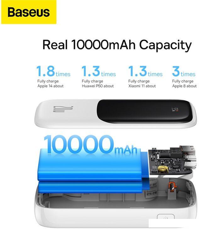 Внешний аккумулятор Baseus Qpow Pro Digital Display Fast Charge Power Bank iP Edition 20W 10000mAh (белый)
