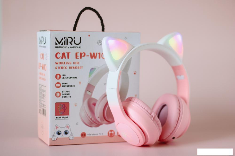 Наушники Miru Cat EP-W10 (розовый) + Defender Enjoy S600