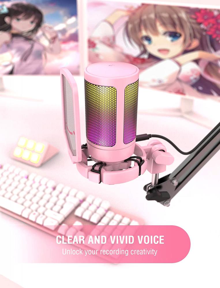 Проводной микрофон FIFINE A6V (розовый)